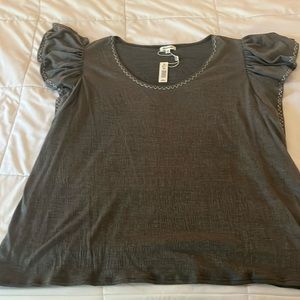 Max Studio s/s knit top, Size 2X, color Army green, NWT